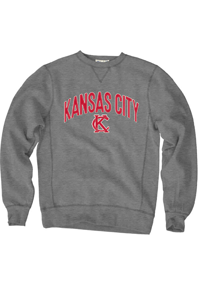 Kansas City Gunmetal Grey Arched Wordmark Long Sleeve Crew Sweatshirt