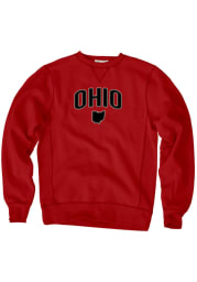 Ohio Mens Red Wordmark Long Sleeve Crew Sweatshirt