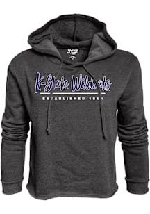K-State Wildcats Womens Black Cassie High Jinks Cropped Hooded Sweatshirt