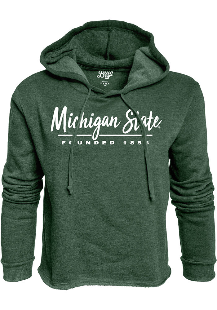 Michigan State Spartans Womens Green Cassie High Jinks Cropped Hooded Sweatshirt