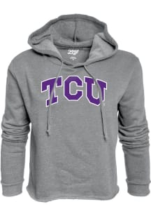 TCU Horned Frogs Womens Grey Cassie High Jinks Cropped Hooded Sweatshirt