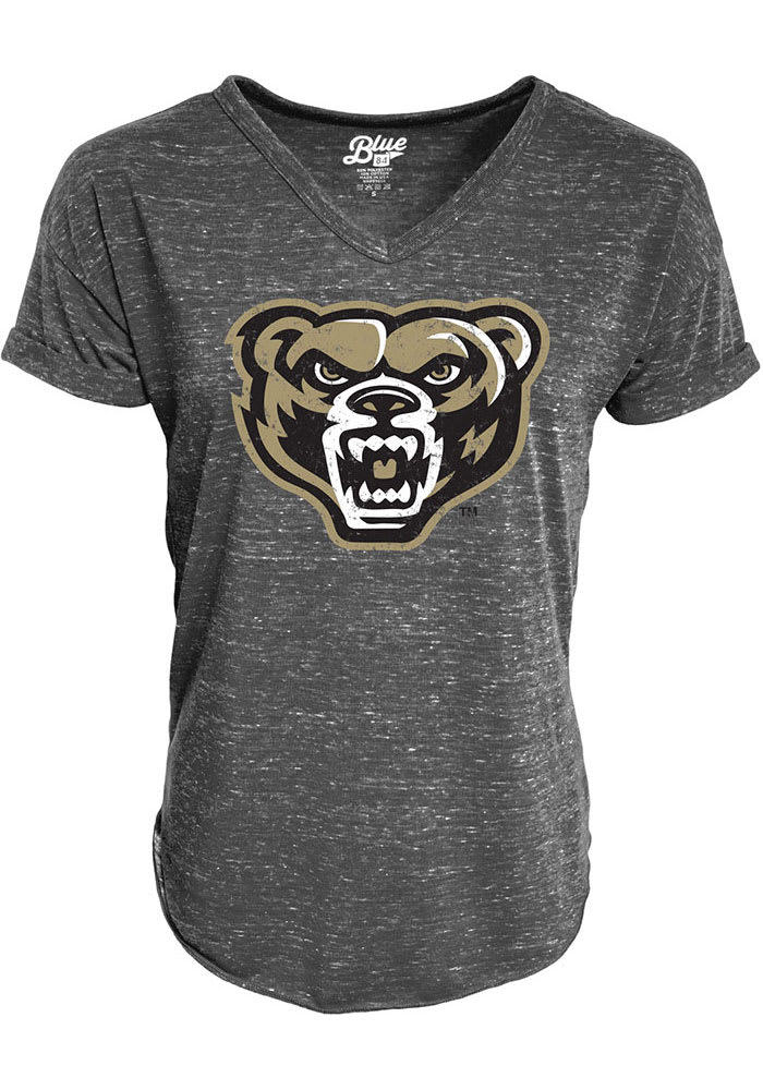 Oakland University Golden Grizzlies Womens Charcoal Confetti V-Neck Short Sleeve T-Shirt
