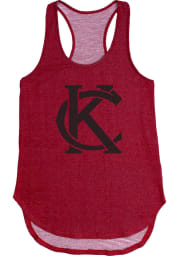 Kansas City Womens Red Distressed Monogram Tank Top