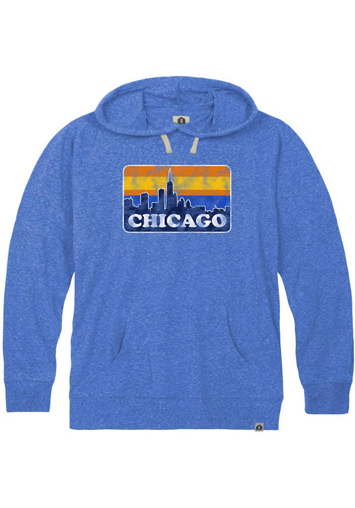 Chicago Blue Skyline Long Sleeve T-Shirt Hood