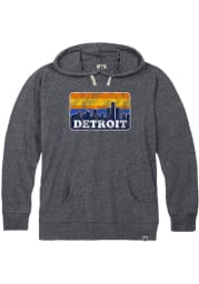 Detroit Navy Skyline Long Sleeve T-Shirt Hood