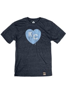 Rally Kansas City Monarchs Navy Blue Heart Kansas City Short Sleeve Fashion T Shirt