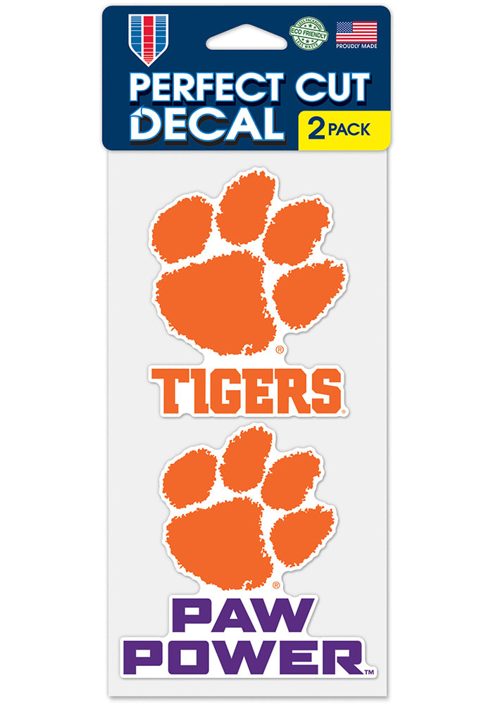Clemson Tigers 4x4 inch 2 Pack Perfect Cut Auto Decal - Orange