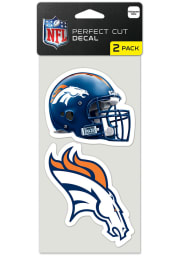 Denver Broncos 4x4 inch 2 Pack Perfect Cut Auto Decal - Blue