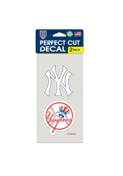New York Yankees 4x4 inch 2 Pack Perfect Cut Auto Decal - White