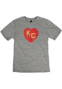 Rally Kansas City Monarchs Grey Heart Kansas City Short Sleeve Fashion T Shirt