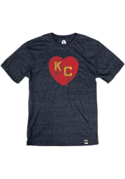 Rally Kansas City Monarchs Navy Blue Heart Kansas City Short Sleeve Fashion T Shirt