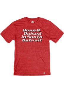 Detroit Red Born Raised Short Sleeve T Shirt