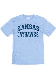 Kansas Jayhawks Light Blue Arch Team Name Short Sleeve Fashion T Shirt