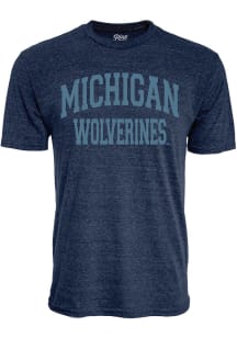 Michigan Wolverines Navy Blue Arch Team Name Short Sleeve Fashion T Shirt