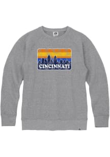 Cincinnati Mens Grey Skyline Long Sleeve Crew Sweatshirt