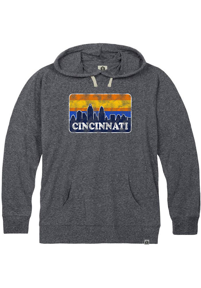 Cincinnati Navy Blue Skyline Long Sleeve T-Shirt Hood