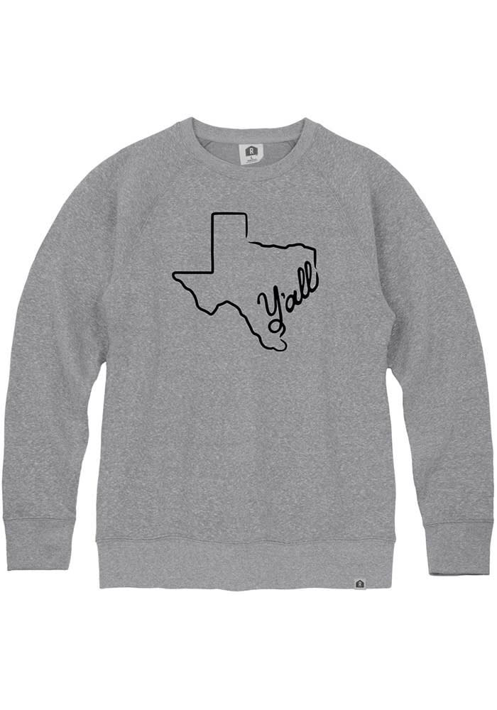 Texas Mens Grey Yall Long Sleeve Crew Sweatshirt