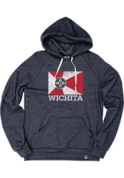 Wichita Navy Blue City Flag Long Sleeve Fleece Hood Sweatshirt