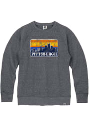Pittsburgh Mens Navy Blue Skyline Long Sleeve Crew Sweatshirt