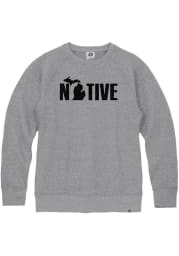 Michigan Mens Grey Native Long Sleeve Crew Sweatshirt