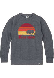 Kansas Mens Navy Blue Buffalo Sunset Long Sleeve Crew Sweatshirt