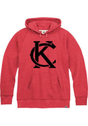 Kansas City Red Distressed Monogram Long Sleeve Fleece Hood Sweatshirt