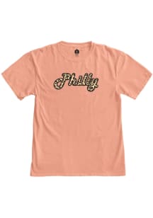 Philadelphia Womens Pink Cheeta Wordmark Short Sleeve T Shirt
