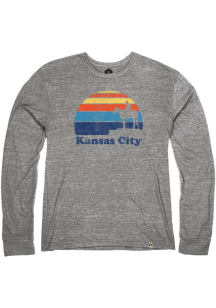 Kansas City Heather Grey Scout Sunset Long Sleeve T Shirt