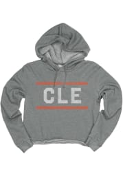 Cleveland Womens Grey CLE Block Long Sleeve Hood Sweatshirt
