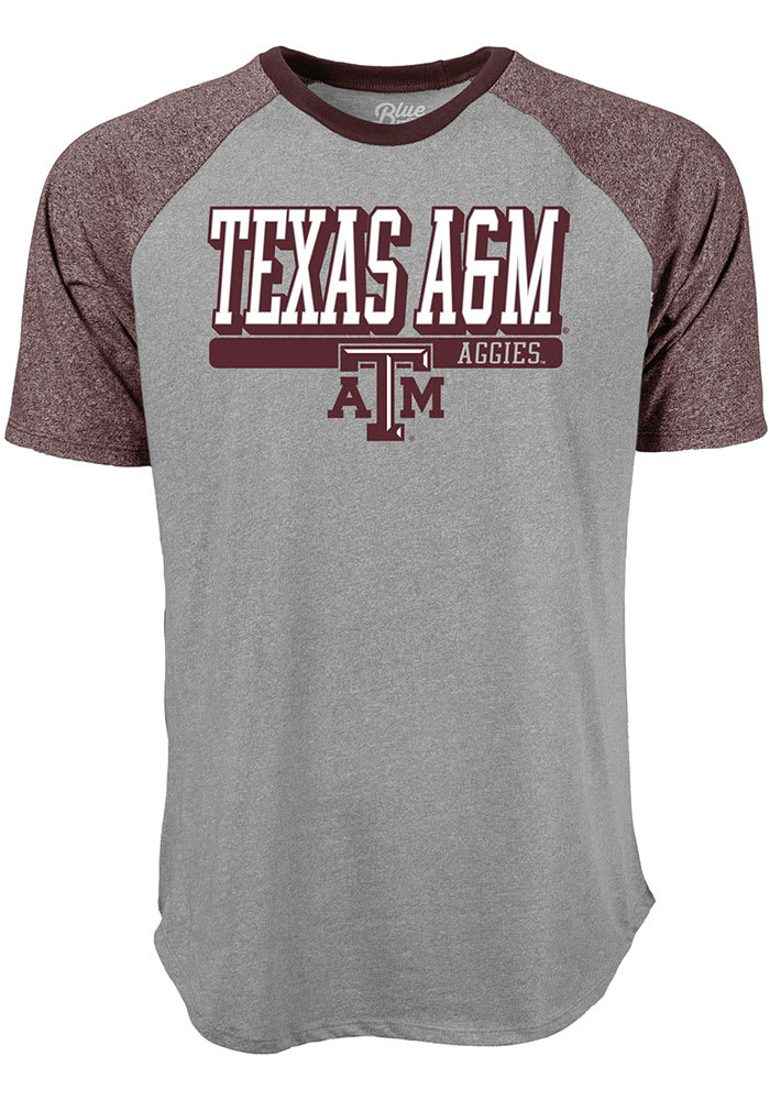 Texas A&M Aggies Grey Mock Twist Raglan Short Sleeve Fashion T Shirt