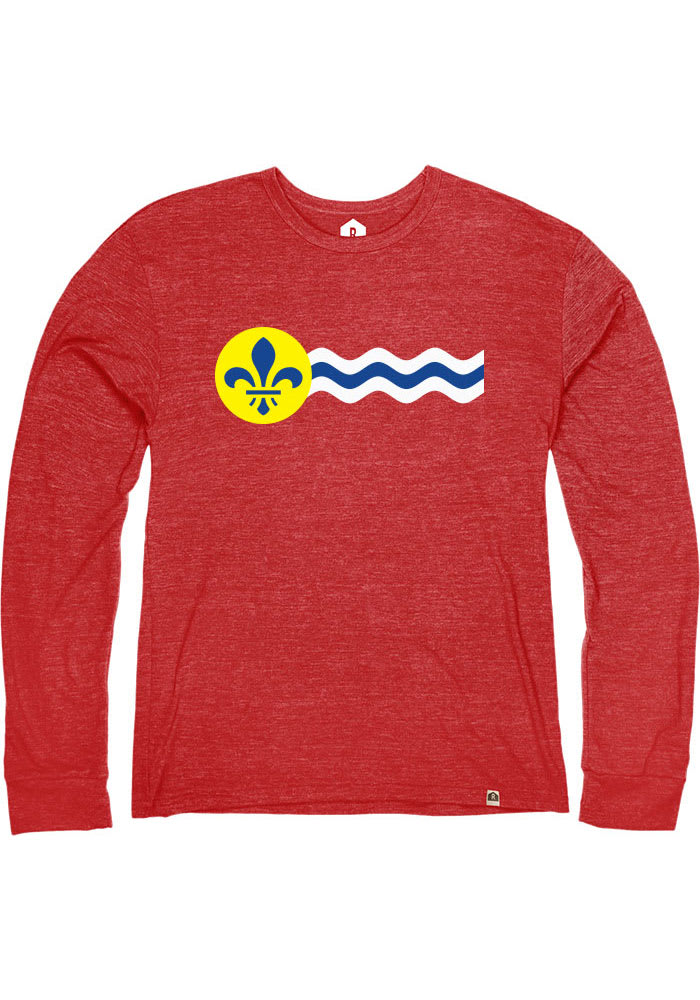 St. Louis Heather Red City Flag Long Sleeve T Shirt