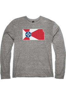 Wichita Heather Grey City Flag State Long Sleeve  T Shirt