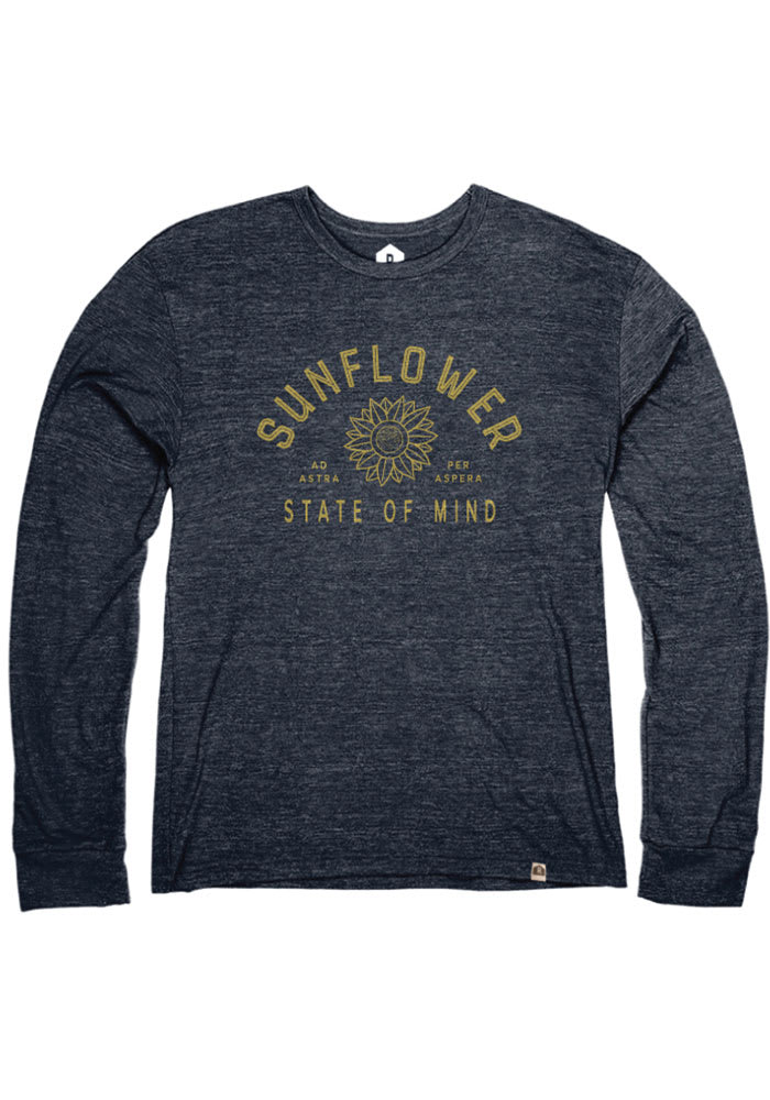 Kansas Navy Sunflower State Of Mind Long Sleeve T Shirt