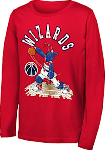 Washington Wizards Youth Red Mascot On Court Long Sleeve T-Shirt
