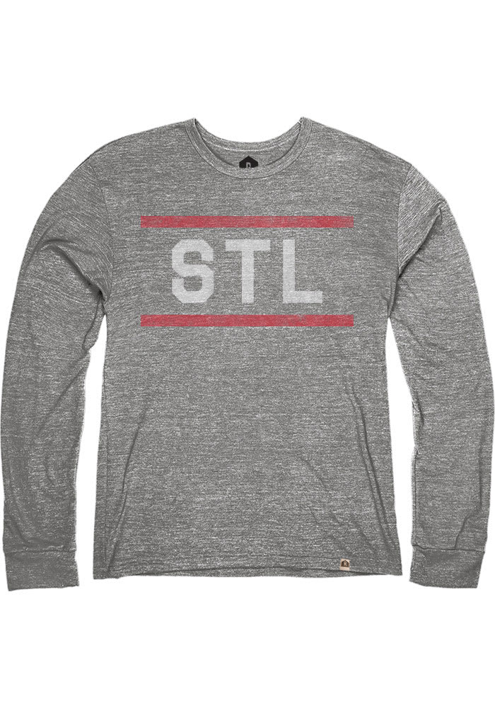 St Louis Grey STL Block Long Sleeve T Shirt