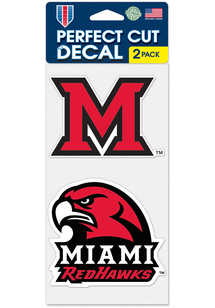 Miami RedHawks 4x4 2 Pack Auto Decal - Red