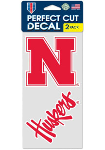 Nebraska Cornhuskers Red  4x4 2 Pack Decal