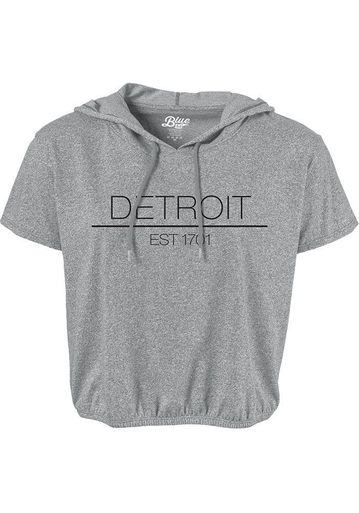 Detroit Womens Grey Precint Jr Short Sleeve Hooded Tee