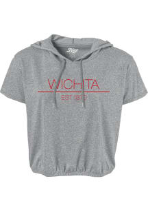 Wichita Womens Grey Precint Jr Short Sleeve Hooded Tee