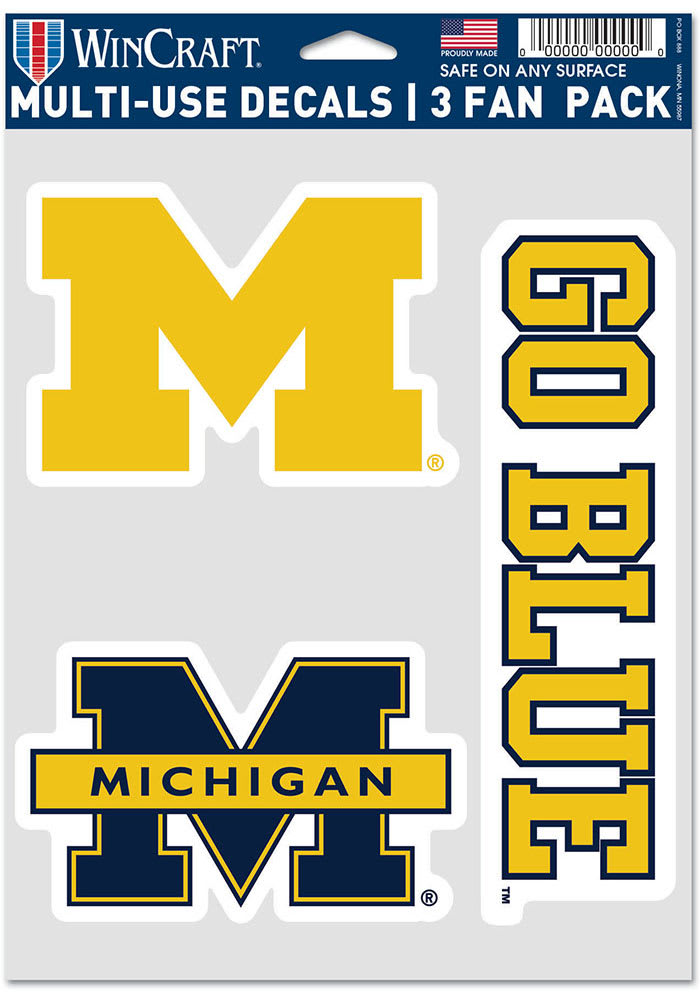 Michigan Wolverines Triple Pack Auto Decal - Blue
