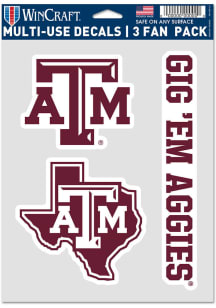 Texas A&amp;M Aggies Triple Pack Auto Decal - Maroon