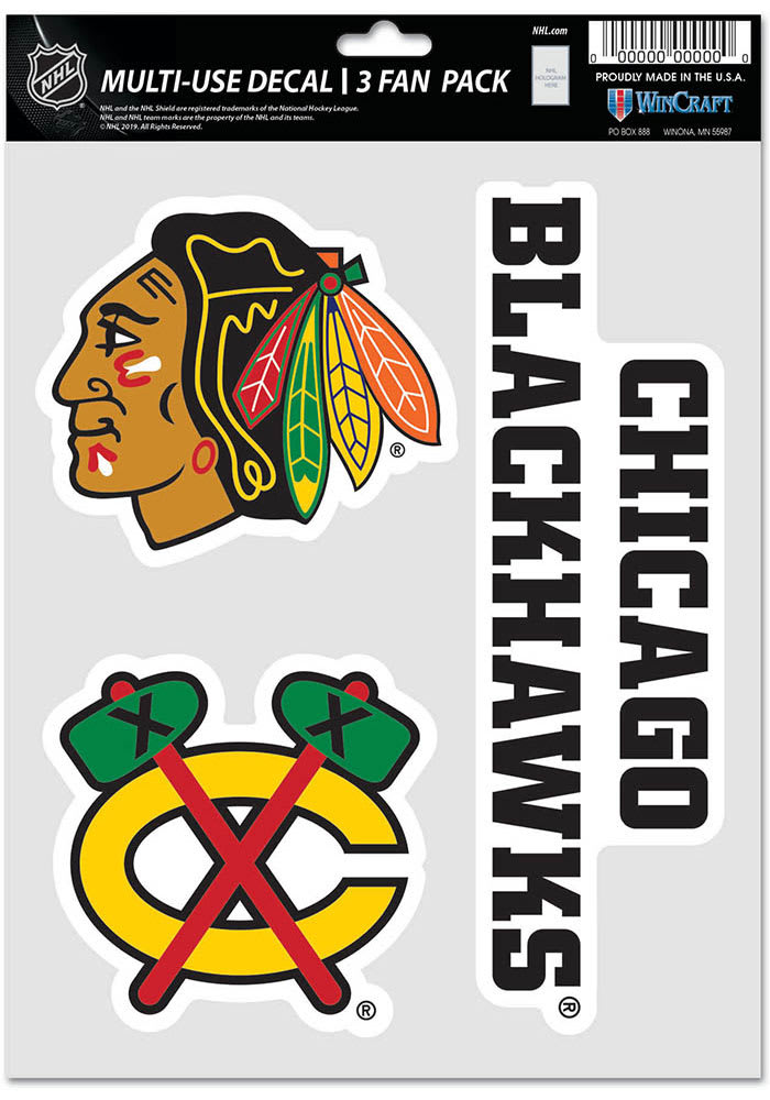 Chicago Blackhawks Triple Pack Auto Decal - Black