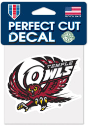 Temple Owls 4x4 Auto Decal - Red