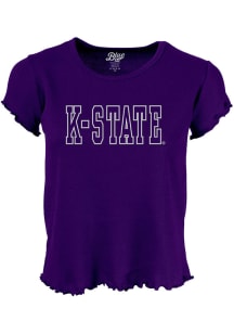 K-State Wildcats Womens Purple Recoup Lettuce Edge Short Sleeve T-Shirt