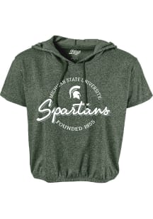 Michigan State Spartans Womens Green Clear Coat Hood Short Sleeve T-Shirt