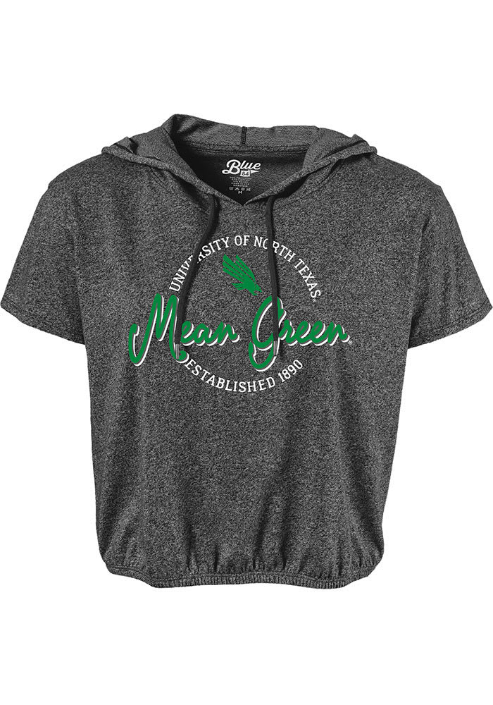 North Texas Mean Green Womens Black Clear Coat Hood Short Sleeve T-Shirt
