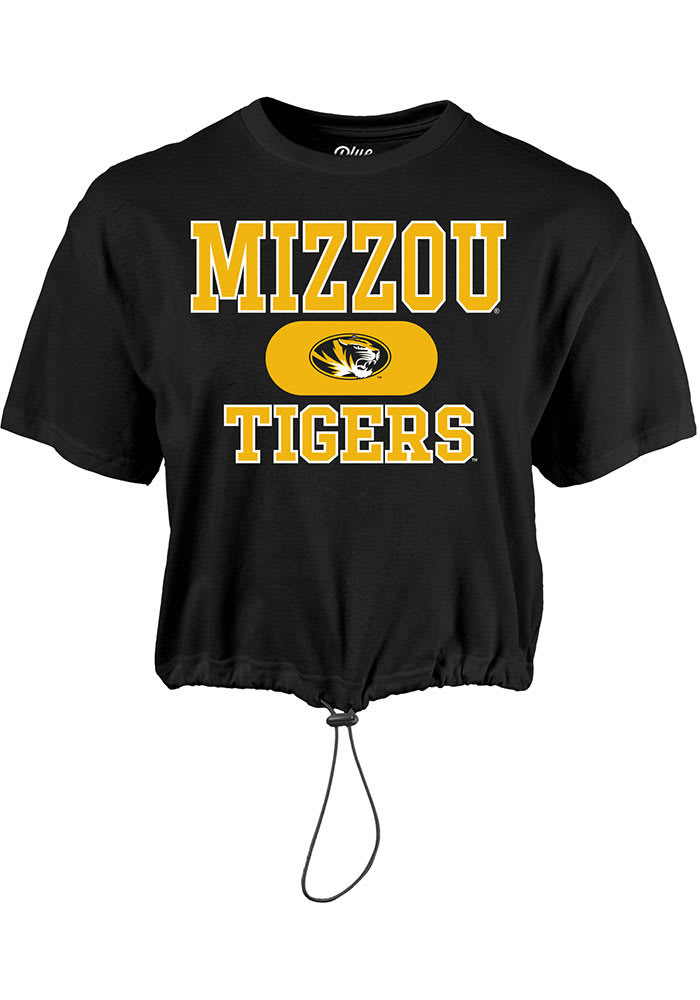 Missouri Tigers Womens Black Wind Swept Toggle Bottom Short Sleeve T-Shirt