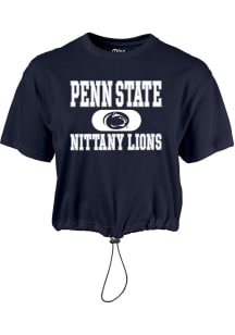 Penn State Nittany Lions Womens Navy Blue Wind Swept Toggle Bottom Short Sleeve T-Shirt