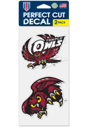 Temple Owls 4x4 2 Pack Auto Decal - Red