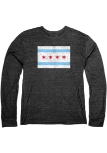 Chicago City Flag Heather Black Long Sleeve T-Shirt